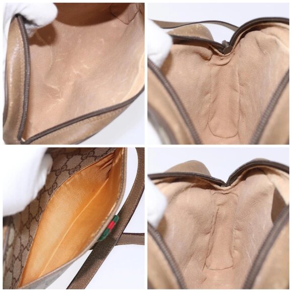 GUCCI GG Supreme Web Sherry Line Bag PVC Beige Gold 116 02 089 Auth BA4187 - Picture 16 of 16